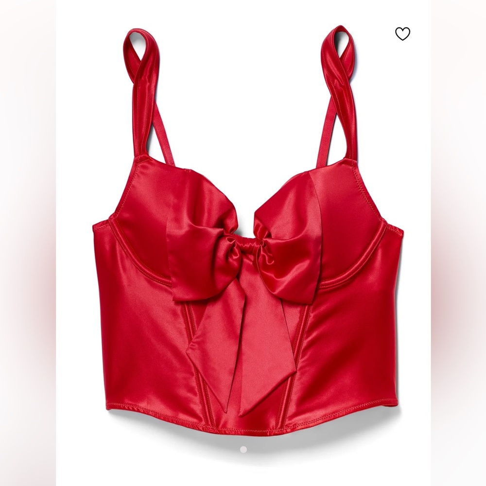 Adore Me Red Satin Bow-Front Chemise Top
